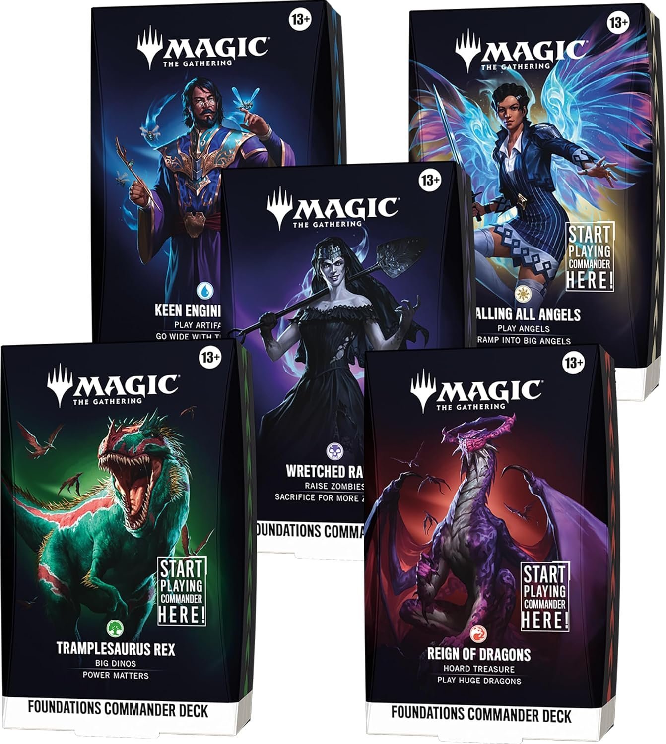 MAGICTHEGATHERINGFOUNDATIONSCOMMANDERDECKSSETOF5.jpg Magic: The Gathering – Foundations Commander Decks (Set of 5) (PRE-ORDER) - Image 1